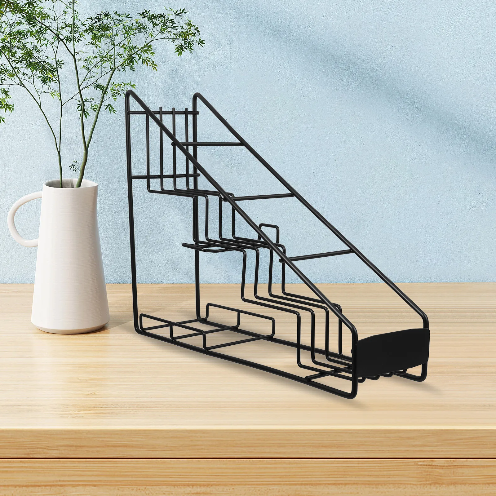 

Stainless Steel Sugar Syrup Rack Stepped Storage Organizer for Coffee Shop Home Kitchen Countertop Syrup Bottle Display Shelf