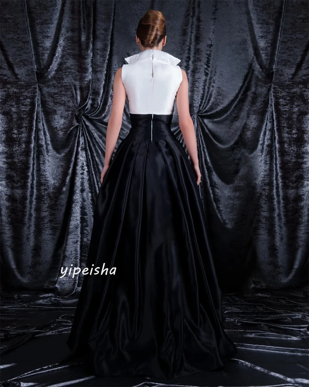 Abito da ballo personalizzato in raso con paillettes increspato a-line con scollo a V abito da occasione abiti lunghi da sera squisiti abiti da festa di alta qualità