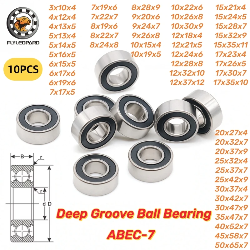 10 szt. Łożysko 683-2RS 3x7x3 mm Stal chromowana ABEC-7 684 6800 6801 6802 6803 6804 6805 2RS Łożysko kulkowe zwykłe uszczelnione gumą
