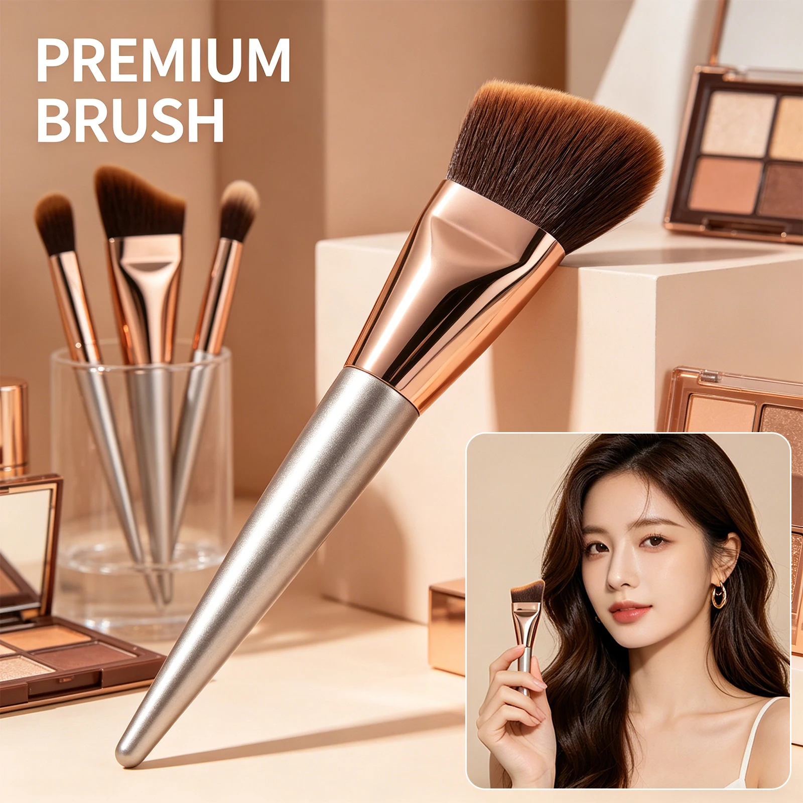 Cobertura uniforme, base impecable, brocha para base suave y lisa, aplicación fácil, alta absorción de polvo, herramienta de belleza, maquillaje impecable