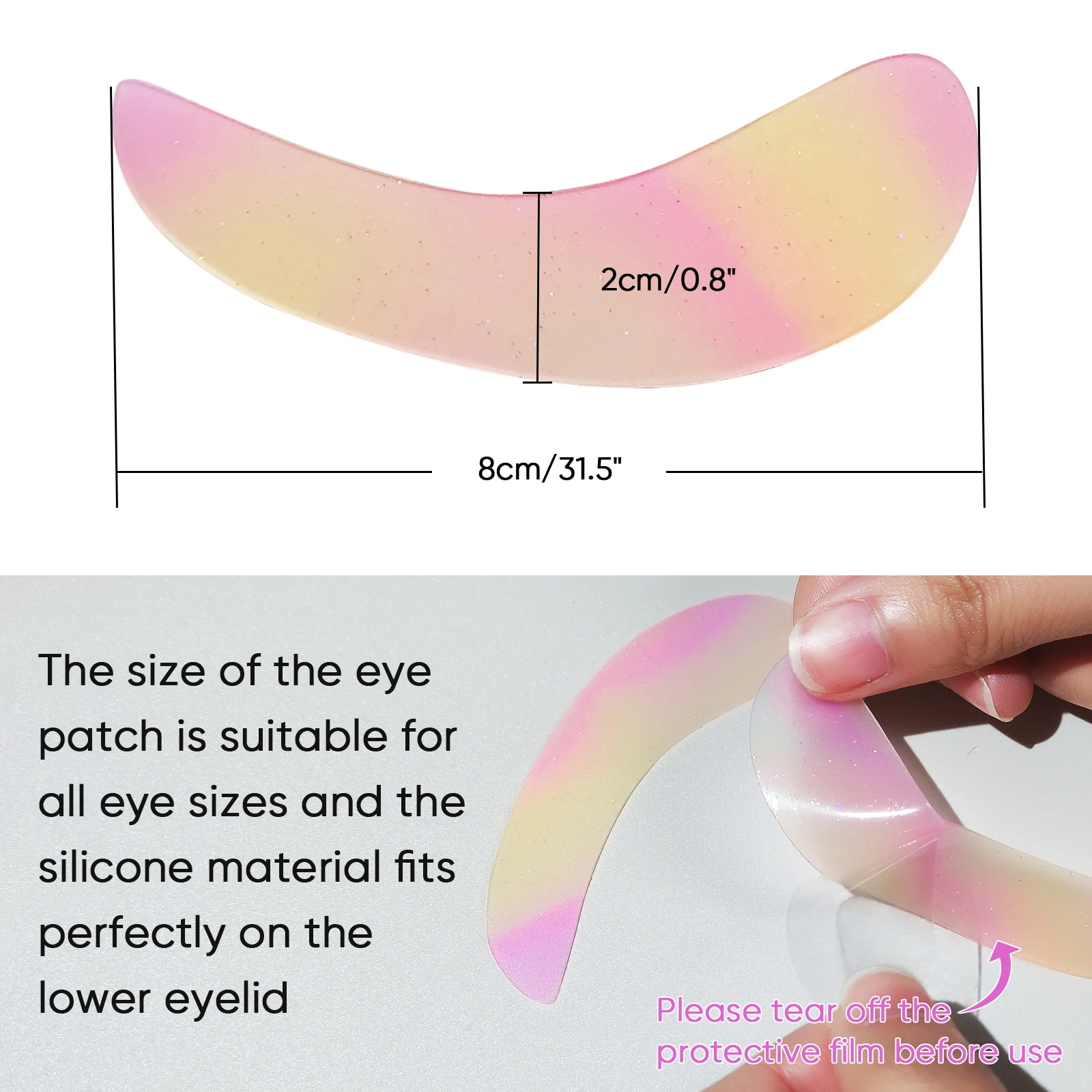 Libeauty reutilizável 1 par almofadas para os olhos silicone listra lash pads extensão dos cílios super pegajoso sob o olho gel remendo ferramentas de maquiagem