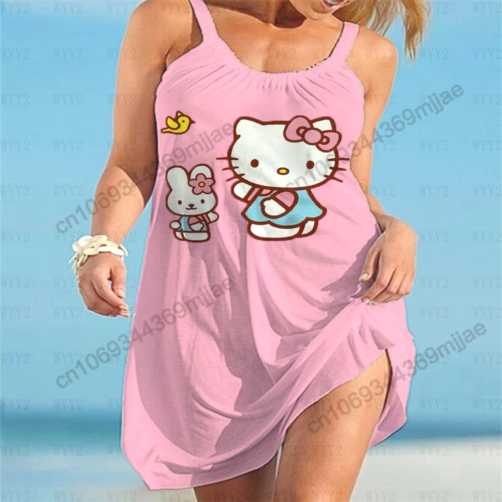 HelloKitty Summer Tops for Women 2023 Round Neck Women's T-shirt Beach Dresses Woman Clothes Zevity Womans Clothing Y2k Top Tees