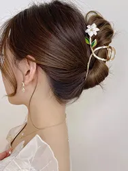 Flower Design Hair Claw Tulip Flower Large Hair Claw Clips for Women Girls 90s Non Slip Strong Hold Metal Jaw Clips Hair Barrett