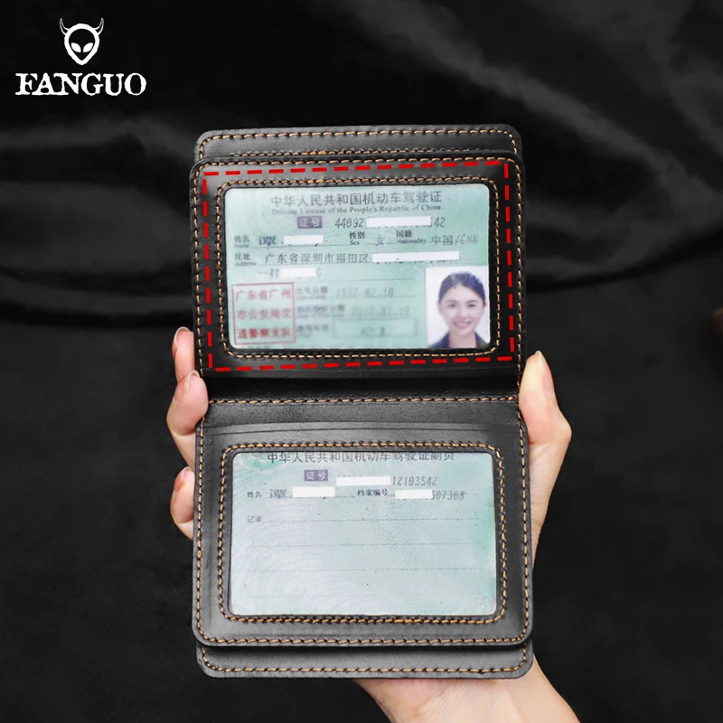 New Cowhide Driver License Holder Genuine Leather Card Bag For Car Driving Documents Business ID Credit Card Wallet Men, Women