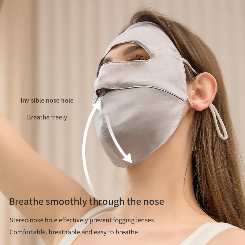 Silk neck protection sunscreen mask full face UV protection summer thin veil eye corner sunscreen mask female