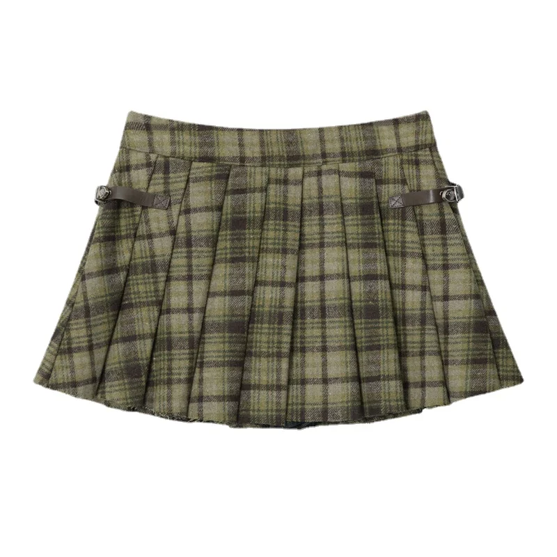 

High Waisted Plaid Pleated Skirt for Women 2023 Autumn/Winter Academy Style Spicy Girls Short Skirt A-line Sexy Girl Short Dress