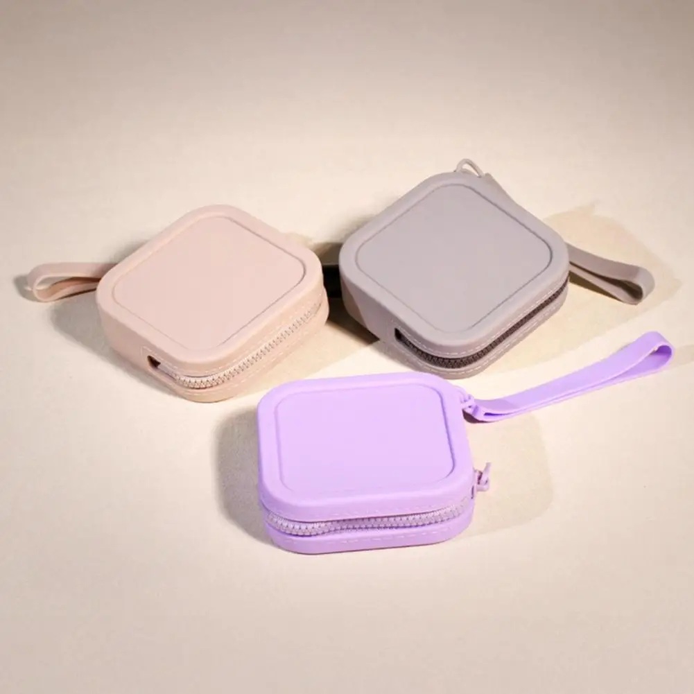 Silicone Coin Pouch, Square Shockproof Storage Bag, Lightweight Compact Change Purse for Headphones Keys