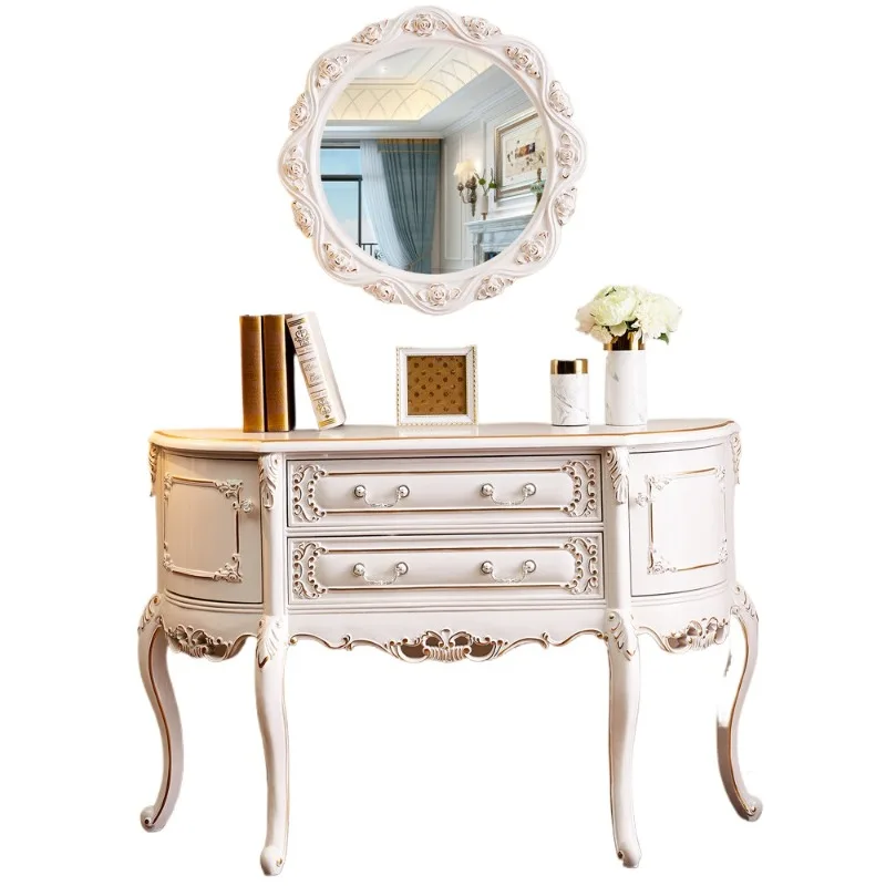 All solid wood European-style entrance cabinet, American-style entrance cabinet with drawers