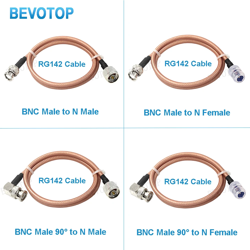 1Pcs RG142 BNC Male to N Male Connector Double Shielded High Quality Low Loss RG-142 50-3 Ohm RF Coaxial Cable Jumper