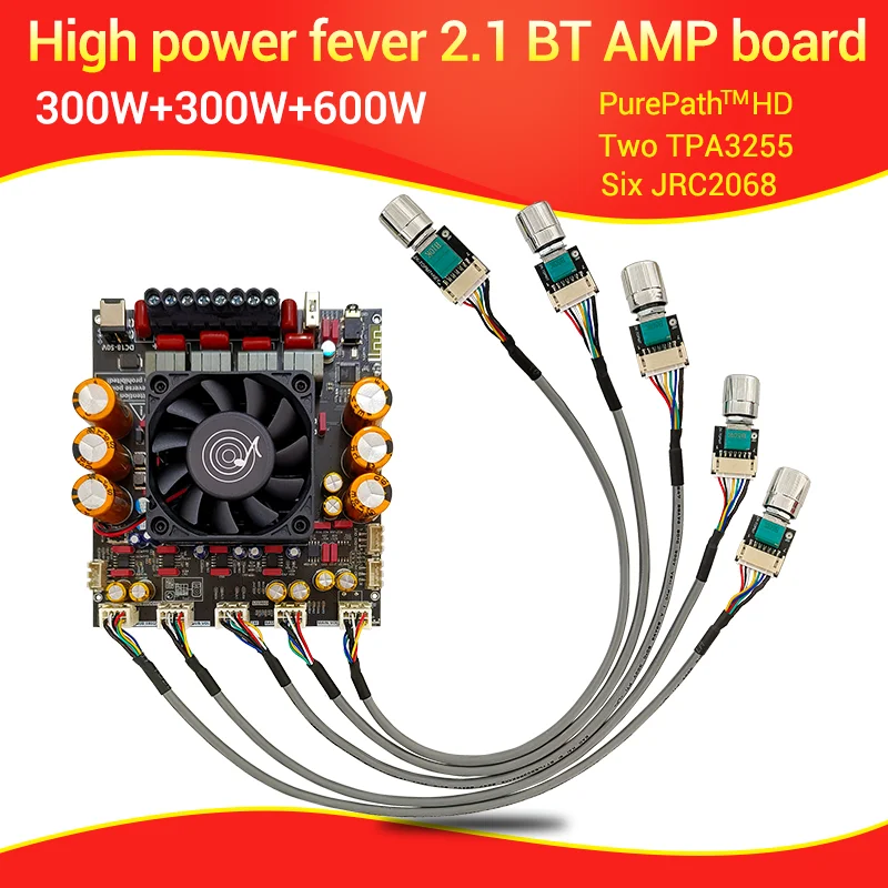 ZK-AS21P 2.1 Channel Power Audio Stereo Amplifier Board Bass AMP 300W+300W+600W Fever High Power Amplifier Chip TPA3255 * 2