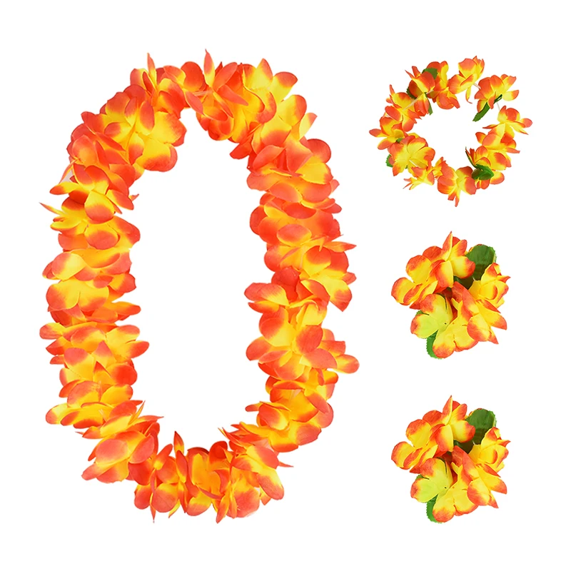 

4Pcs/Set Hawaiian Artificial Flower Necklace Hawai Theme Party Flower Wreath Wedding Birthday Party Supplies Garland Decoration