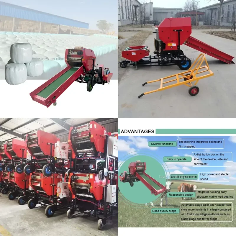 2026 CE 2026 Full Automatic Engine Round Straw Mini hay Baler Alfafa Silage Baler Machine