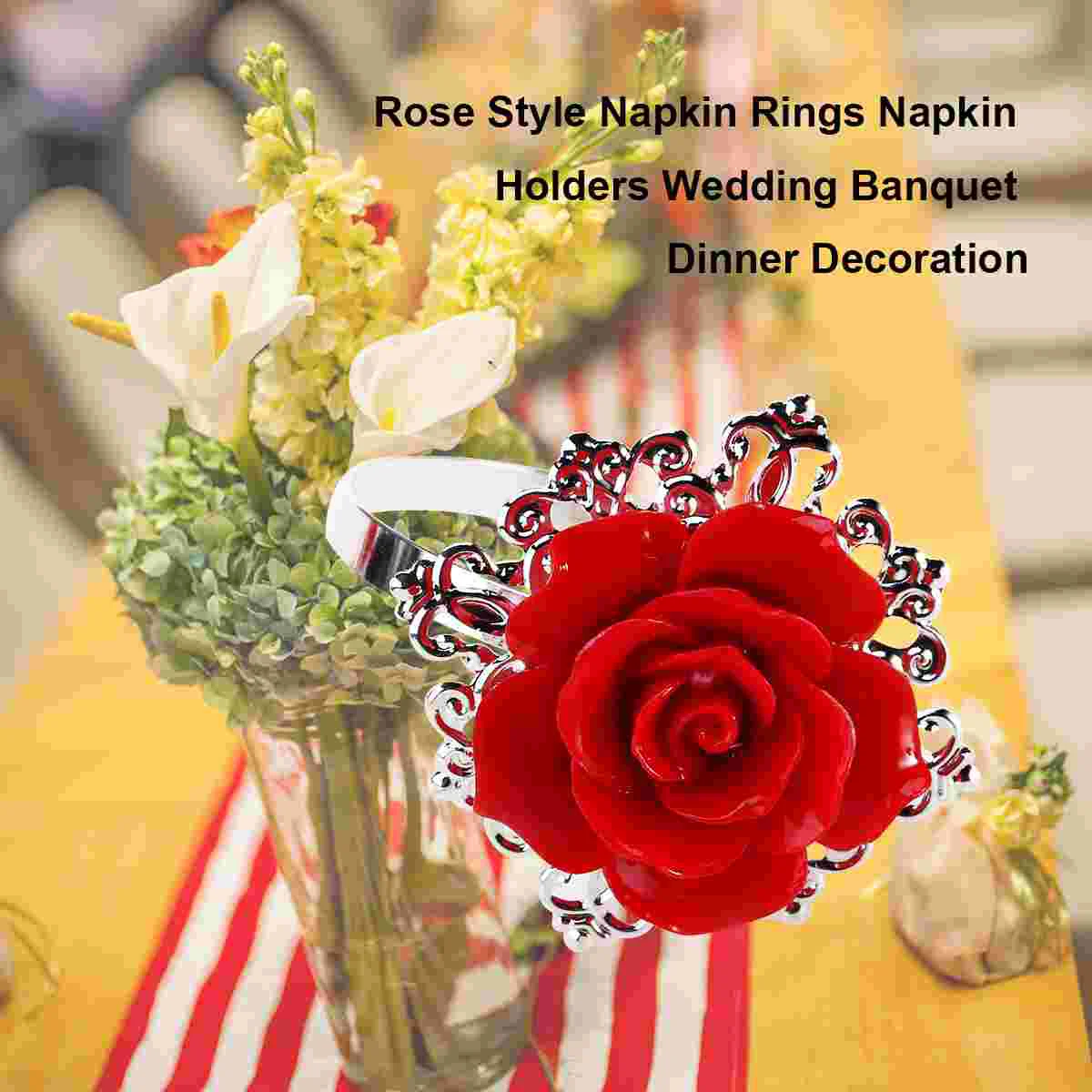 

10 Pcs Napkin Holder Wedding Ring Rose Xmas Garland Christmas Banquet Retro Decor