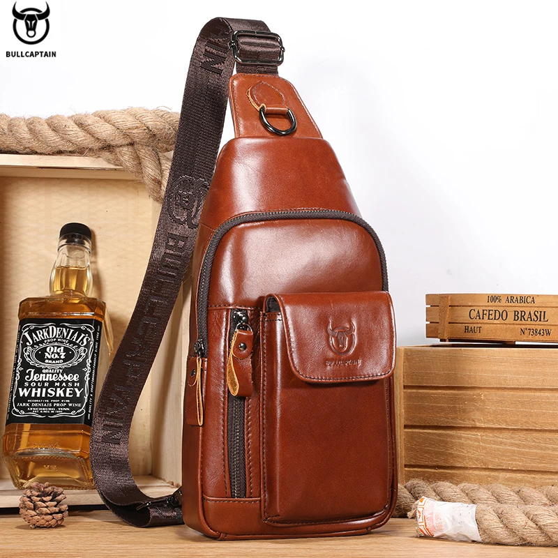 Bullcaptain Men's Multifunction Anti-theft  Man Crossbody Cross Body Travel Sling Chest Bags Pack Messenger Pack for Male