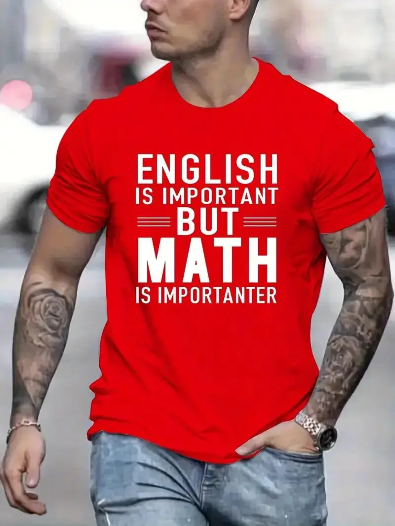 Math Is More Important Print T Shirt, Tees For Men, Casual Short Sleeve T-shirt For Summer