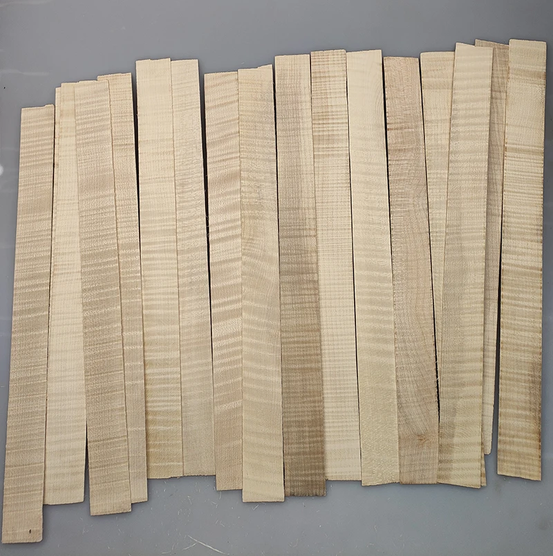 6szt Drewno klonowe Flame Violin Rib Side Blanks Arkusze Drewno do skrzypiec 400mm