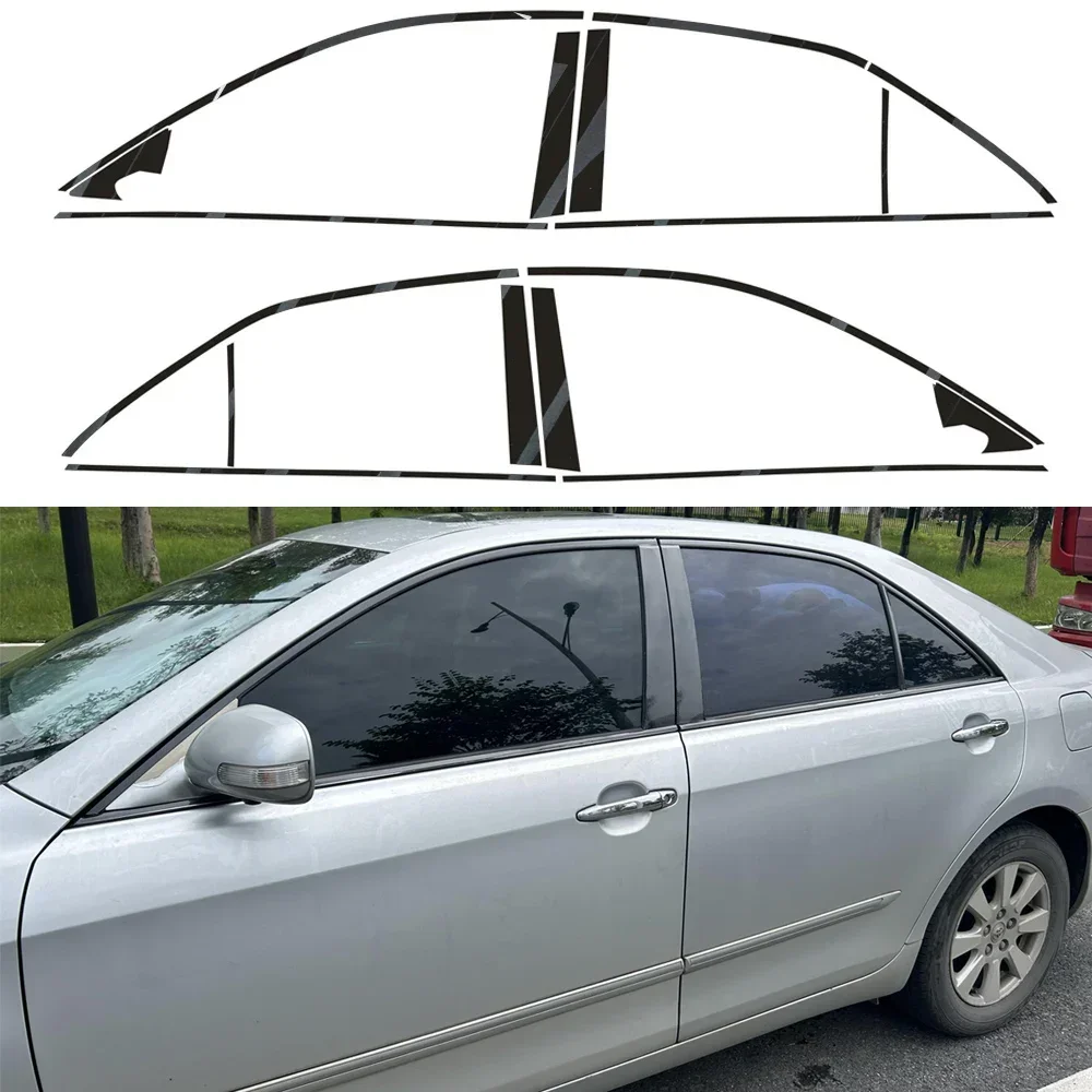 For Toyota Camry XV40 2006-2011 Sedan Window Chrome Delete Blackout ABC Pillars Glossy Black Stickers