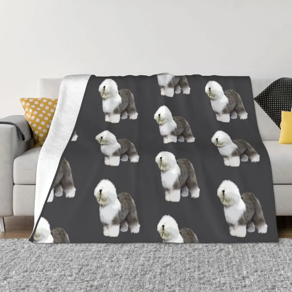 

Old English Sheepdog Beauty Throw Blanket Quilt Winter beds Thin Polar Blankets