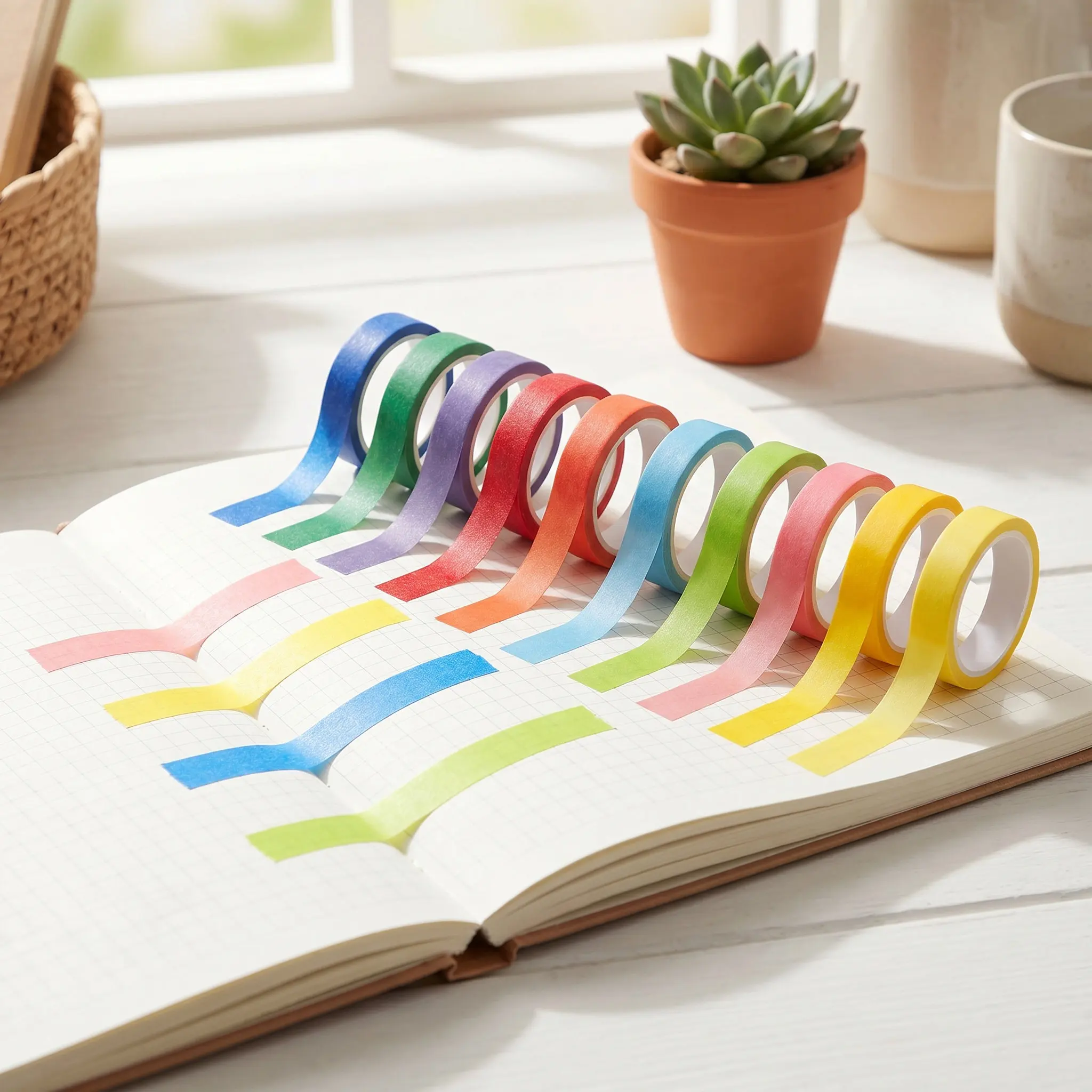 20 Rolls Rainbow Washi Tape Smooth Peel Stick Remove No Residue Craft Tape for DIY Decoration Photo Albums Planners Party