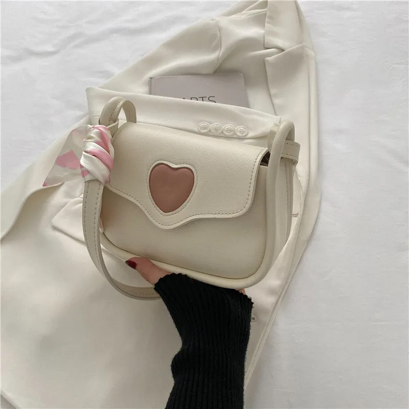 2023 Love Pattern Crossbody Bag Summer New Fashion Ribbon Elegant Shoulder Bag Street Trend Casual Versatile Ladies Underarm Bag