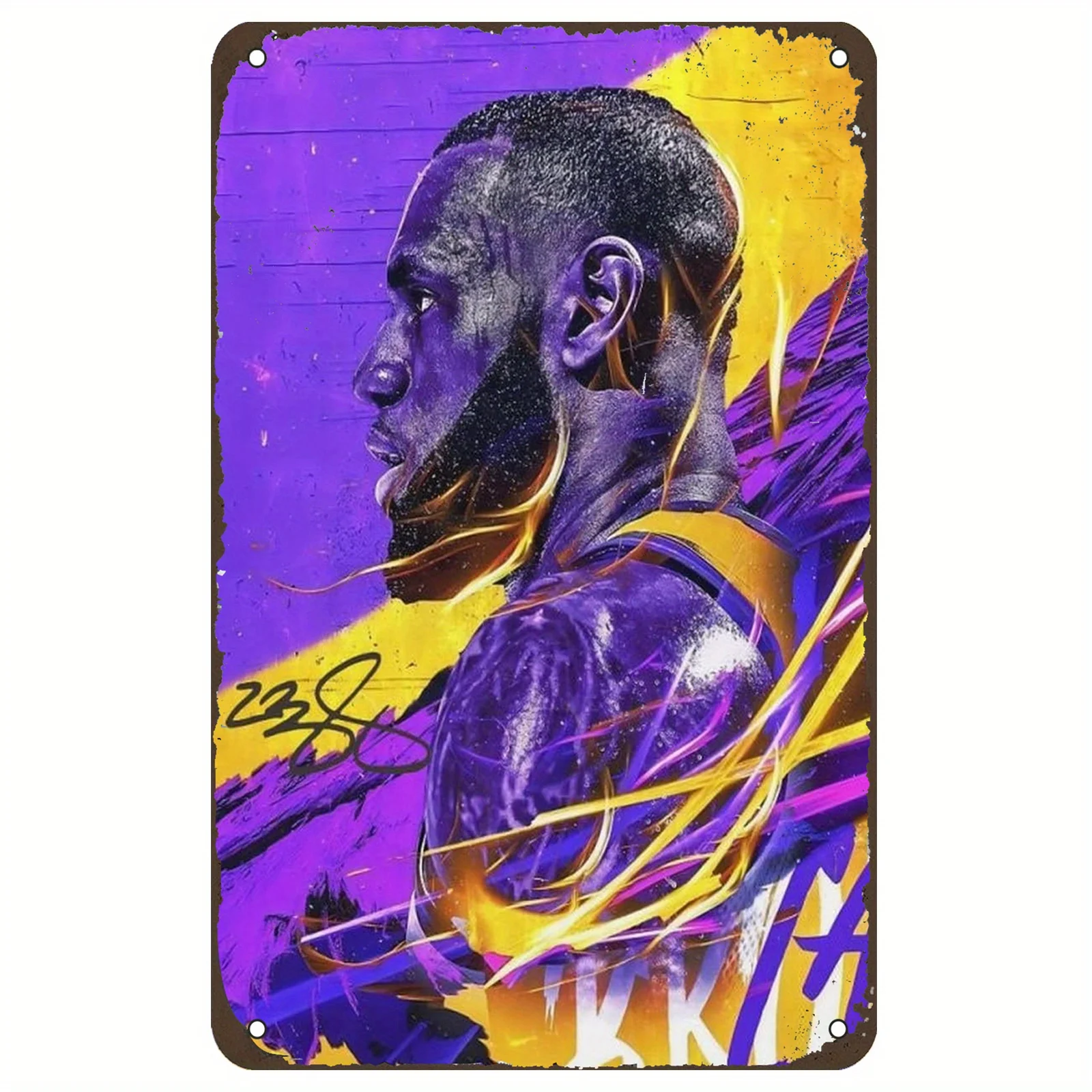 Vintage Basketball Legend Metal Wall Art Sign -  Iron Decor with Pre-Drilled Holes, Waterproof & Durable Surface, Featuring Icon