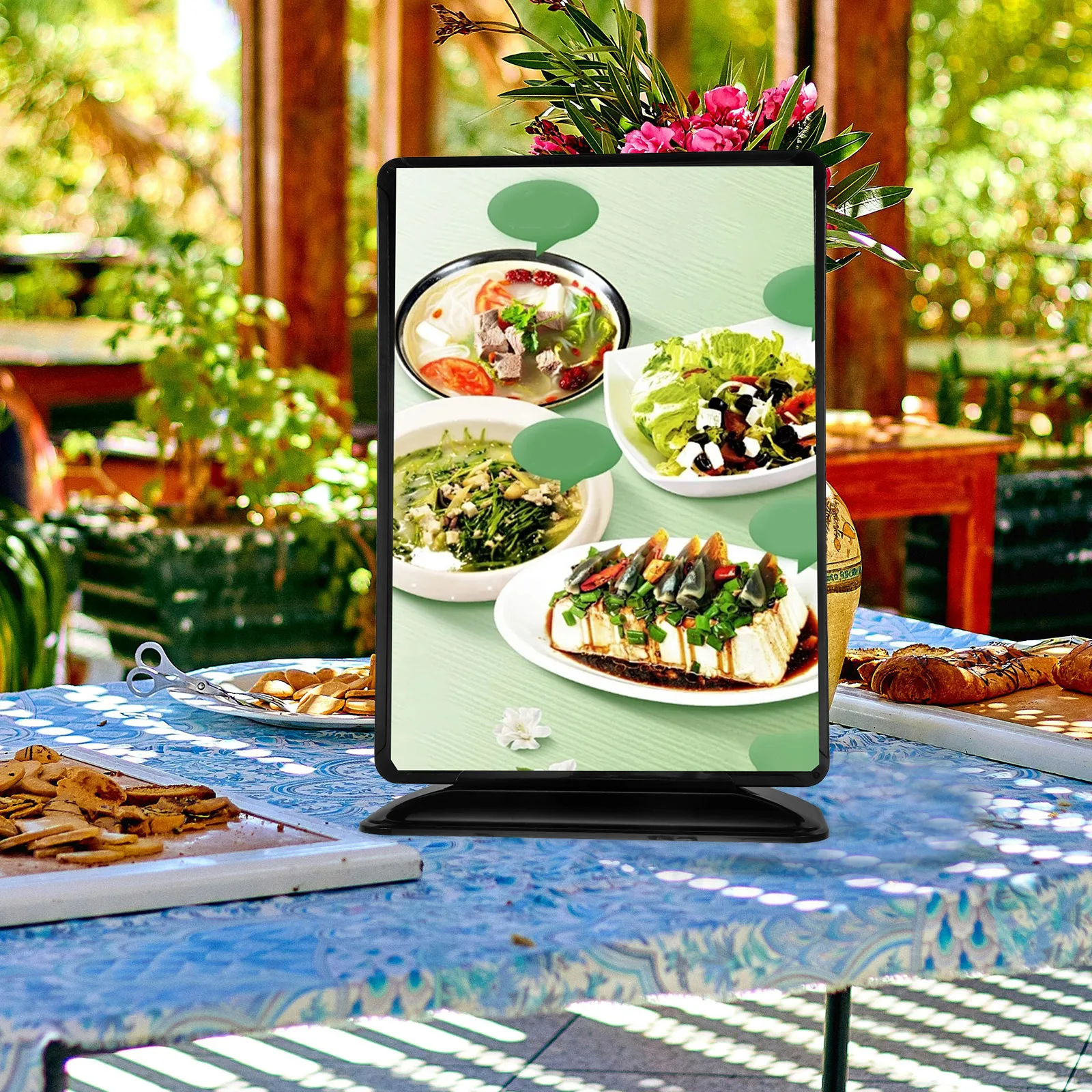 A4 Transparent Double Sided Menu Display Stand Adjustable Base Tabletop Plastic Sign Holder Business Card Holder