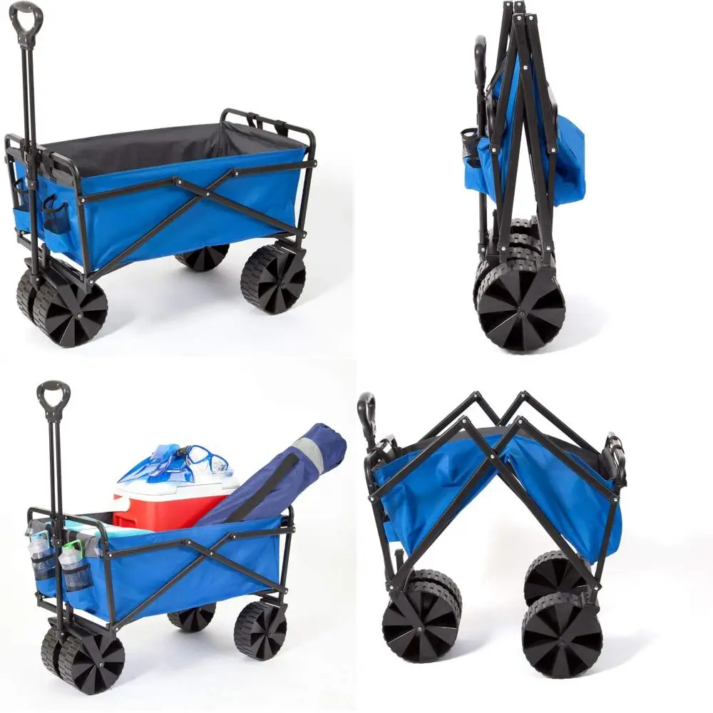 

Heavy Duty Steel Frame Folding Utility Cart with 150 Pound Capacity for Outdoor All-Terrain Use