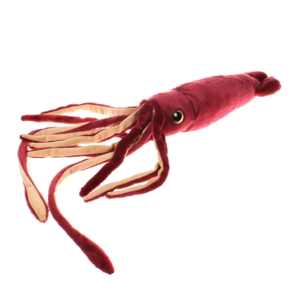 Sea Animal Squid Plush Toys Simulation Real Life Cuttlefish Plush Dolls Wine Red Soft Squid Stuffed Toys Birthday Gifts