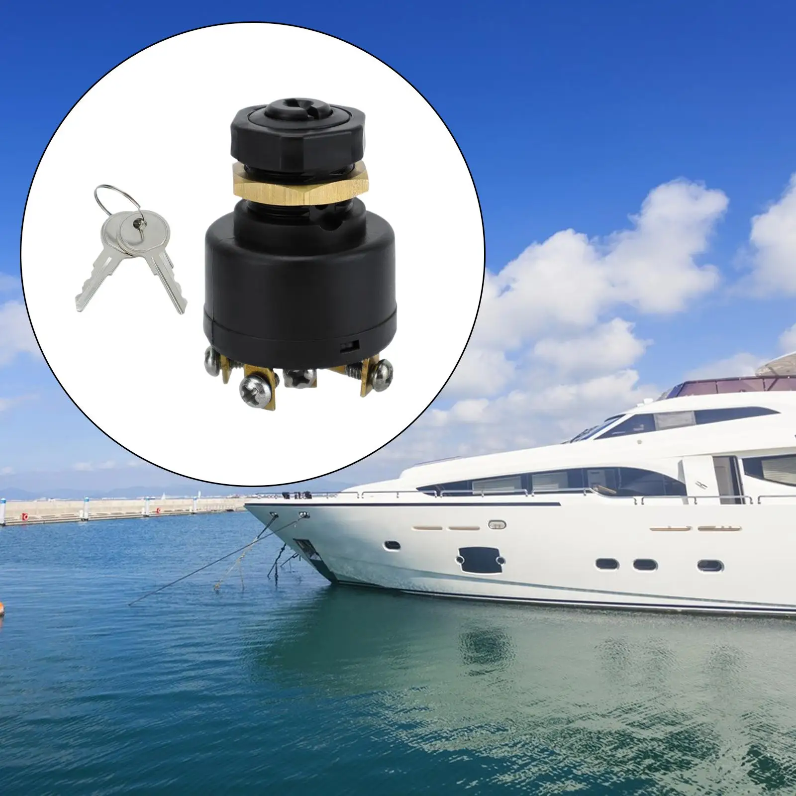 Marine Ignition Switch with 2 Keys Directly Replace for Outboard Motor