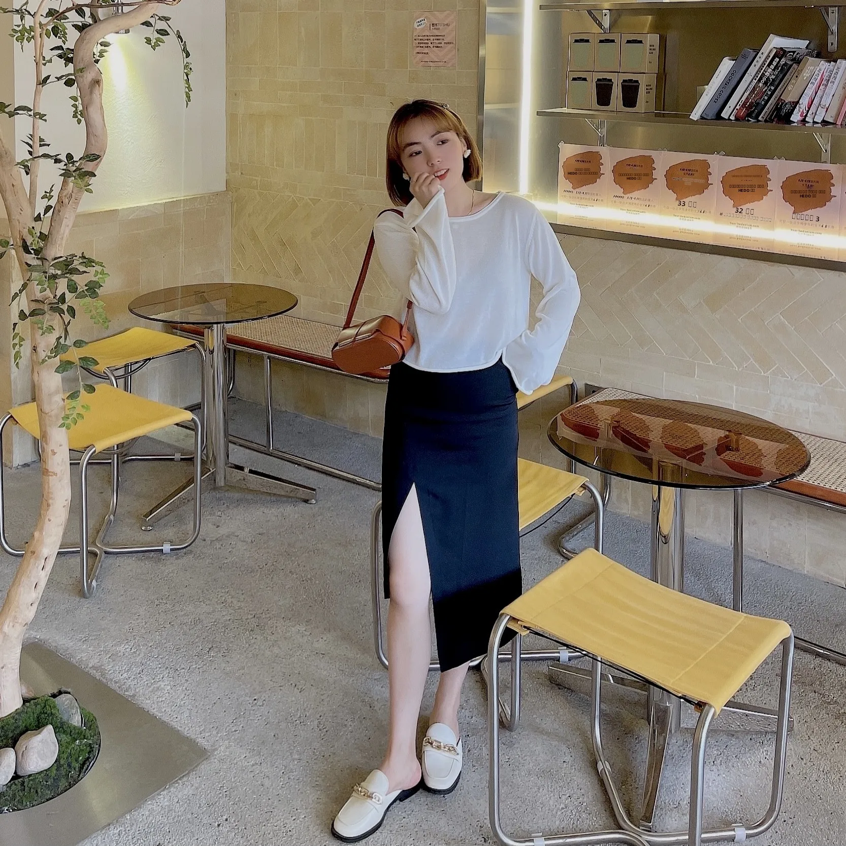 

High Waist Asymmetrical Design Split Mid-Length Wrap around Skirt Spring Summer Faion Commute Sle Pure Color Skirt