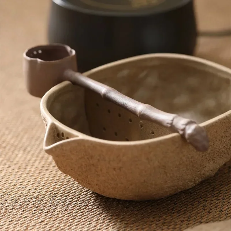 Tea Brewing Bowl with Spoon for Traditional  Easy To Use Fits Home Gathering Around The Stove Brew Tea Ceramics