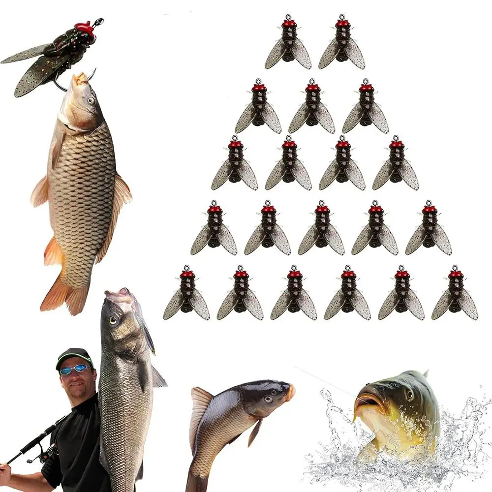 

20PCS Sharpened Hook Bionic Fly Fishing Bait Durable Simulated Flies Dry Flies Fishing Lures Kit 3 Different Sizes Shrimp Flavor