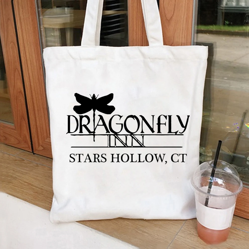 Dragonfly Inn Tote Bag Gilmore Girls TV Show Inspired Women Shopping Bag Stars Hollow Designer Bag Lukes Dinner Fall Tote Bags