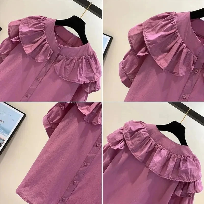 Csa e de manga curta de verão fena moda renda guarnição cobertura barriga estilo coreano solto ajuste em torno ...