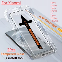 2Pcs Screen Protector For Xiaomi Mi,14 Ultra 13 Pro 12 11 10 Pro mi 12S Pro 13 Ultra Tempered Glass Auto Matic Installer Tool