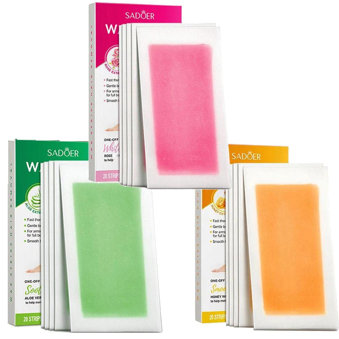 

Восковые полоски для удаления волос для лица/тела/бикини — 10 шт. = 1 коробка Алоэ Вера Медовая роза Мягкие двухсторонние восковые полоски для удаления волос