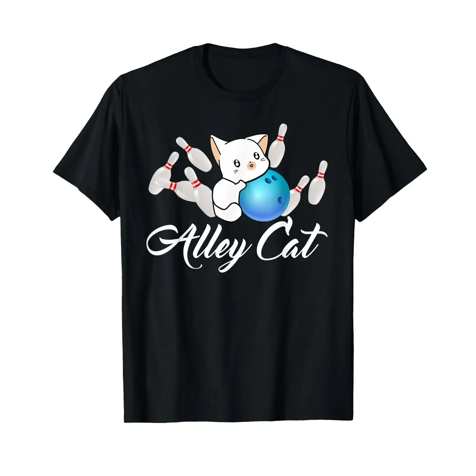Alley Cat Bowling T Shirt Funny Bowler vintage Washed designer clothes Soft Comfortable homme Stylish graphic Unisex fashion