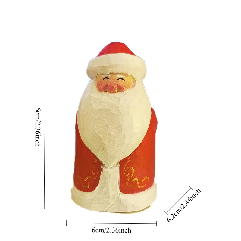 Hand Carved Christmas Tree Santa Snowman Reindeer Wooden Decor Wood Craft Artifact Handmade Cute Christmas Figurines Decoration