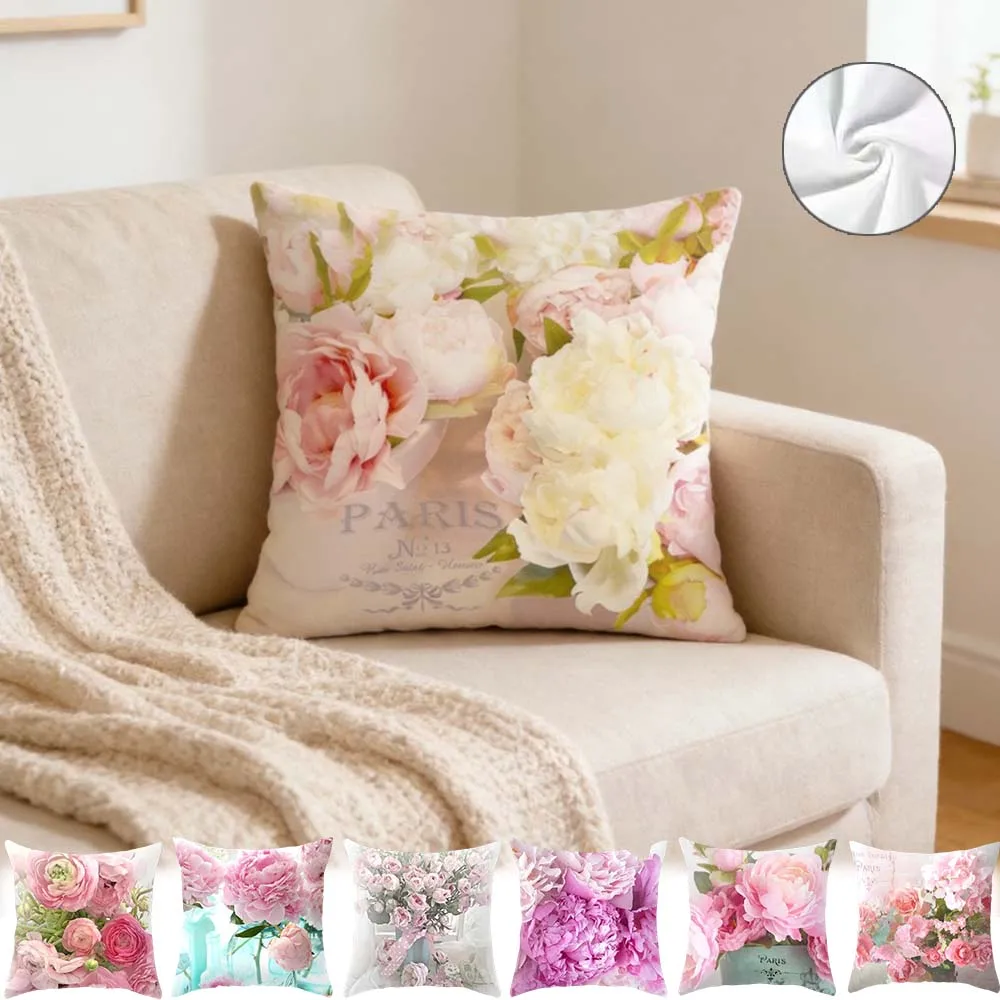 

1pc Rose Flower Cushion Cover 45x45cm Soft Pillow Case Home Wedding Decor for Sofa Bed with Hidden Zipper 베개커버 Fundas De Cojines