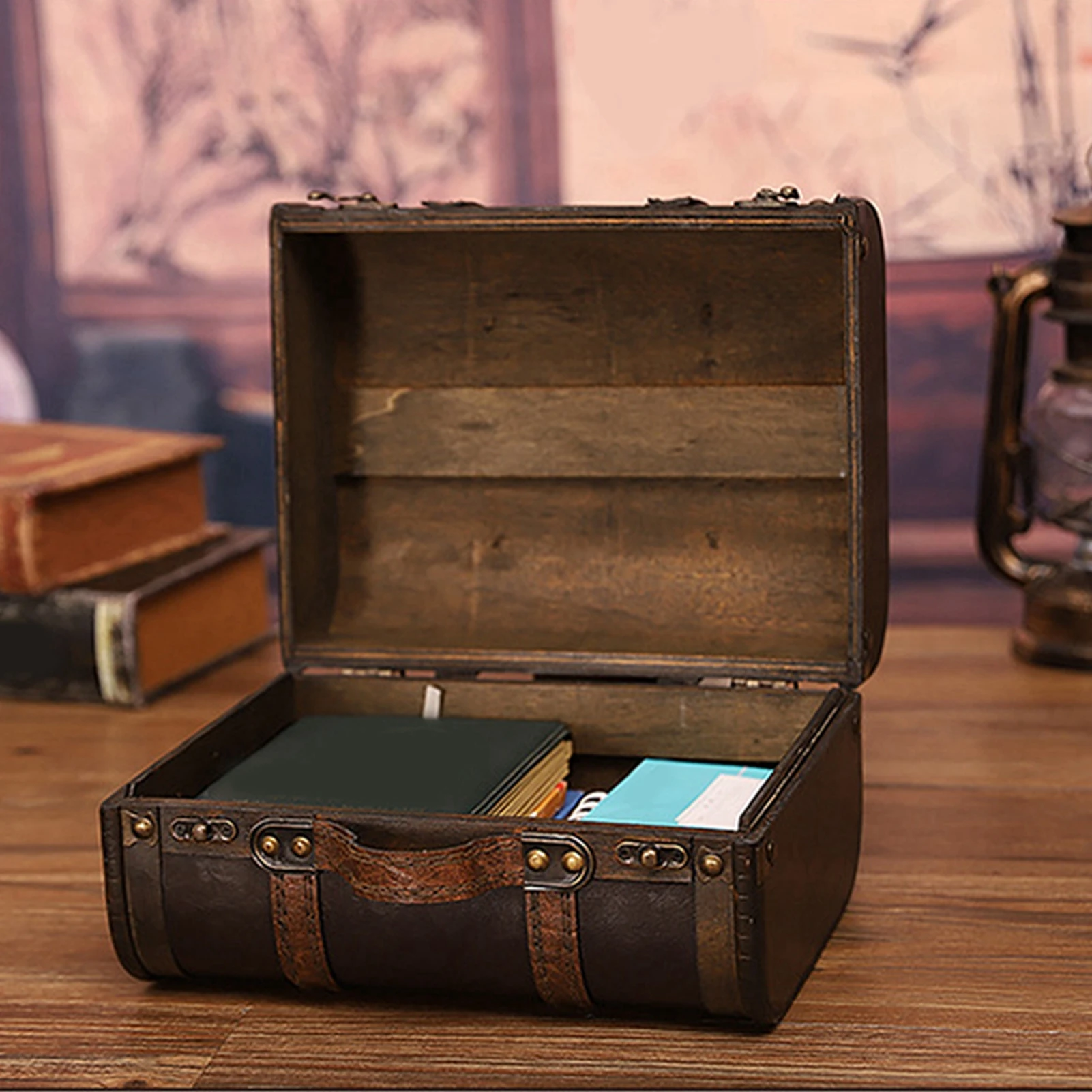 Retro Suitcase Wooden Storage Box Studio Decoration Window Display Photography Props Suitcase