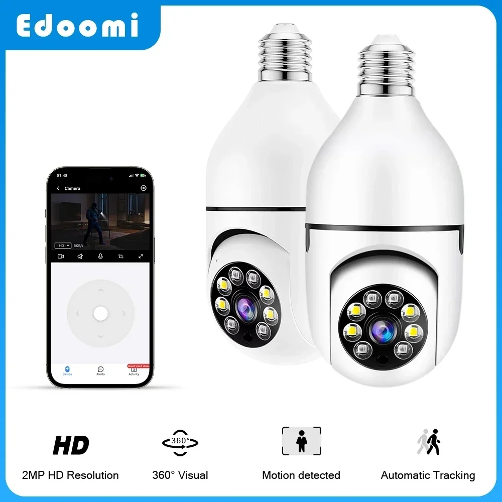 

2MP E27 Bulb Camera Auto Tracking Carecam WiFi Indoor Surveillance Home Security Monitor Full Color Night Vision baby monitor