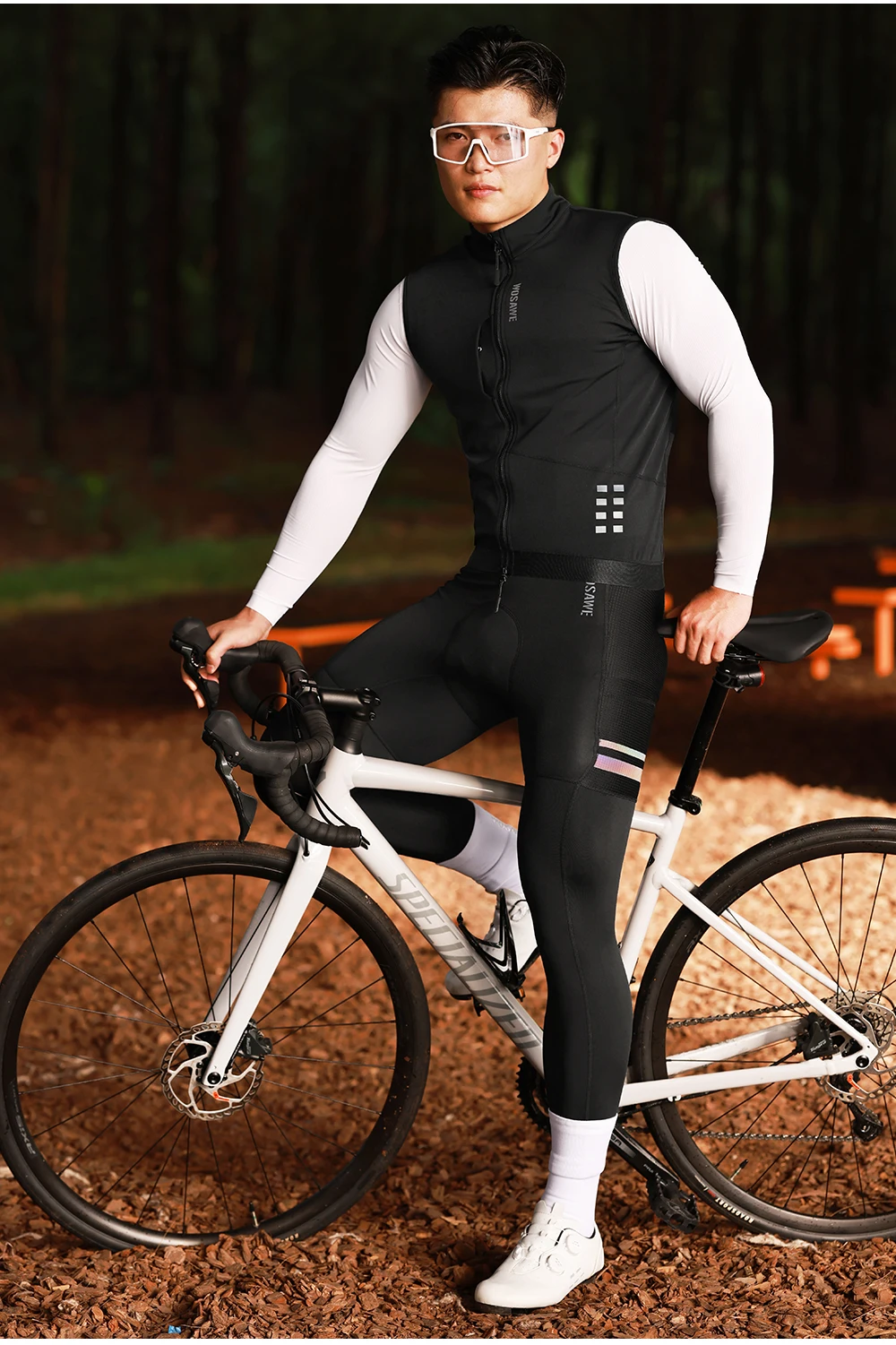 WOSAWE Thermo-Winter-Fahrradweste, winddichte Fahrradjacke, ärmellose Windjacke, Gesäßtaschen für Damen und Herren – Detail 15
