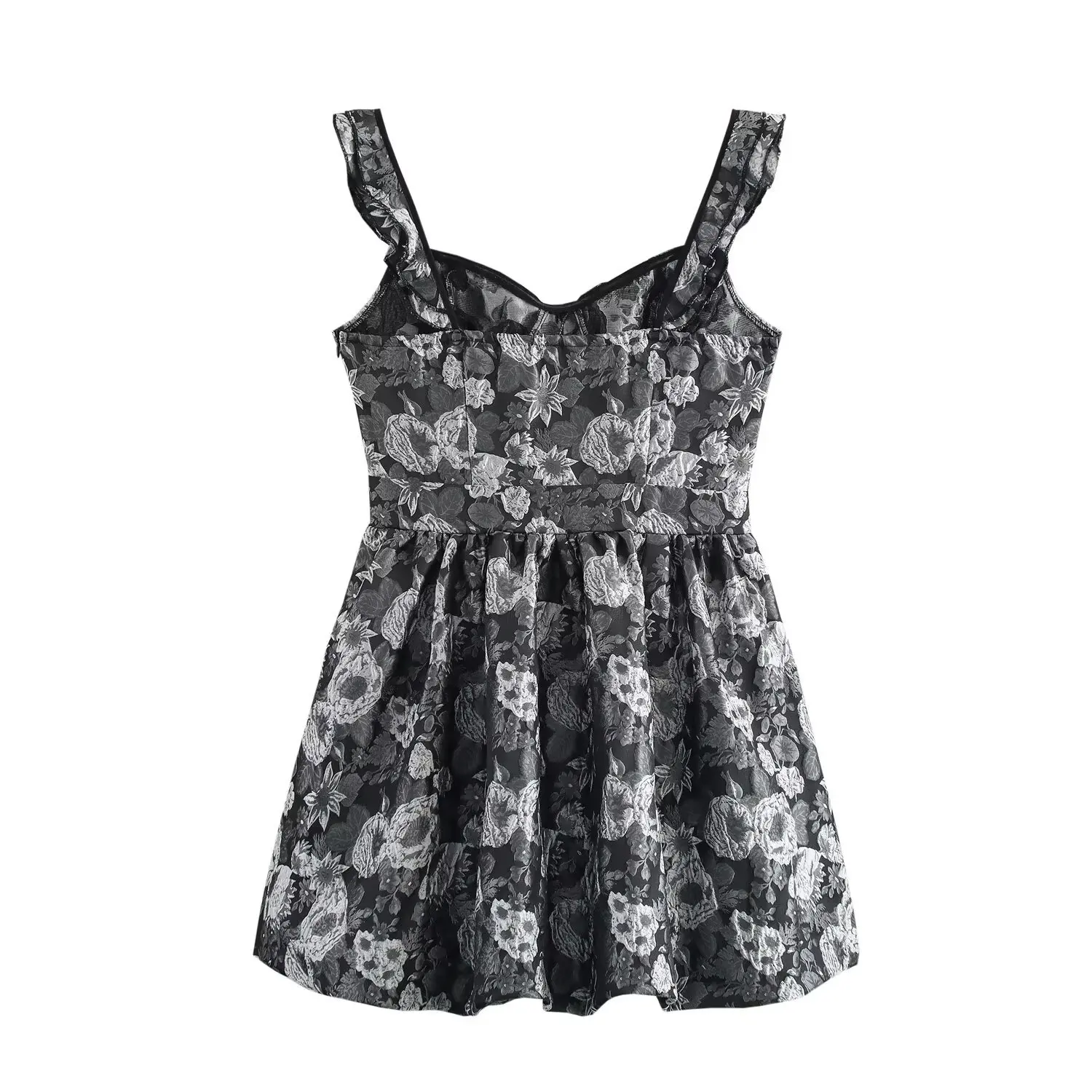 

New Fashion Silver Flower A Line Jacquard Dress Women Fashion Knee Length Holiday Vacation Summer Dress