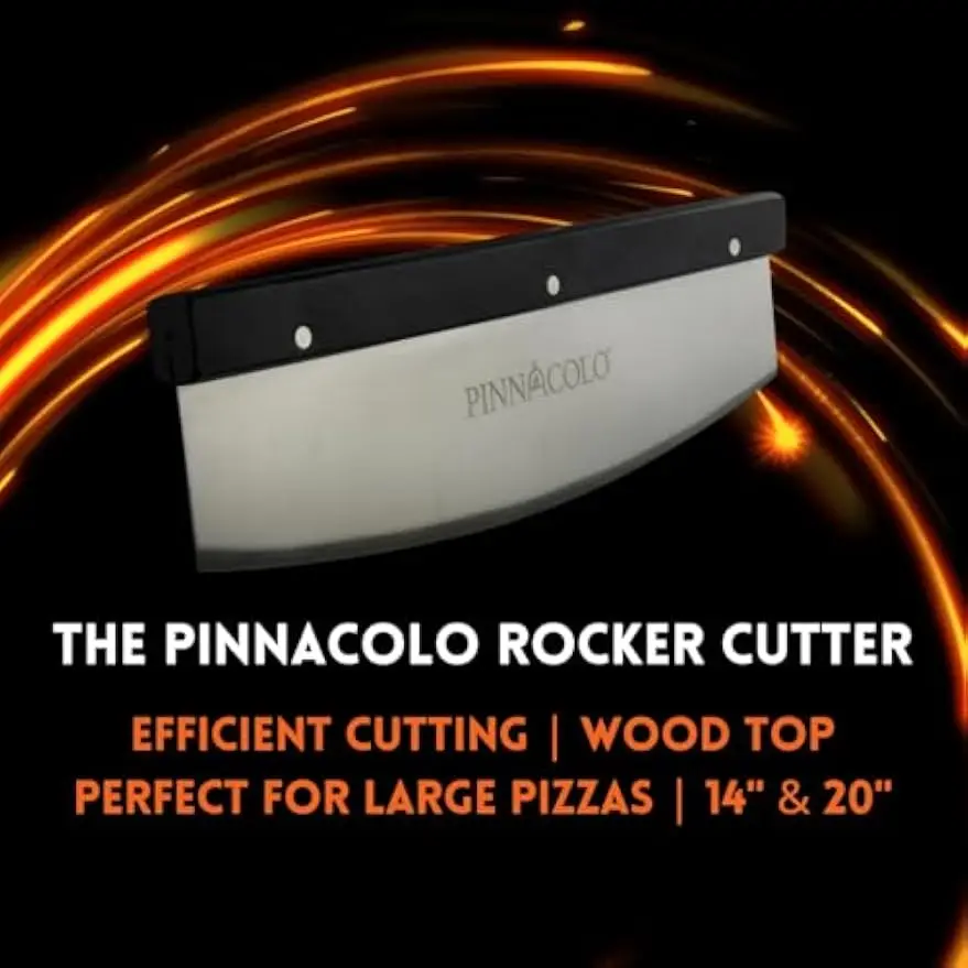 20 Inch Rocker Cutter Sharpenable Stainless Blade Wood Top Slice Pizza Meat Vegetables