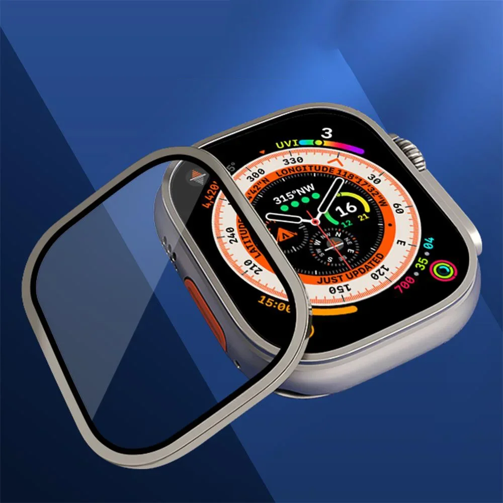 Displayschutzfolie für Apple Watch Ultra 4 49mm Gehäuse Zubehör Metallrahmen + Panzerglas iWatch Ultra 3/2 49mm Lünettenring – Detail 2