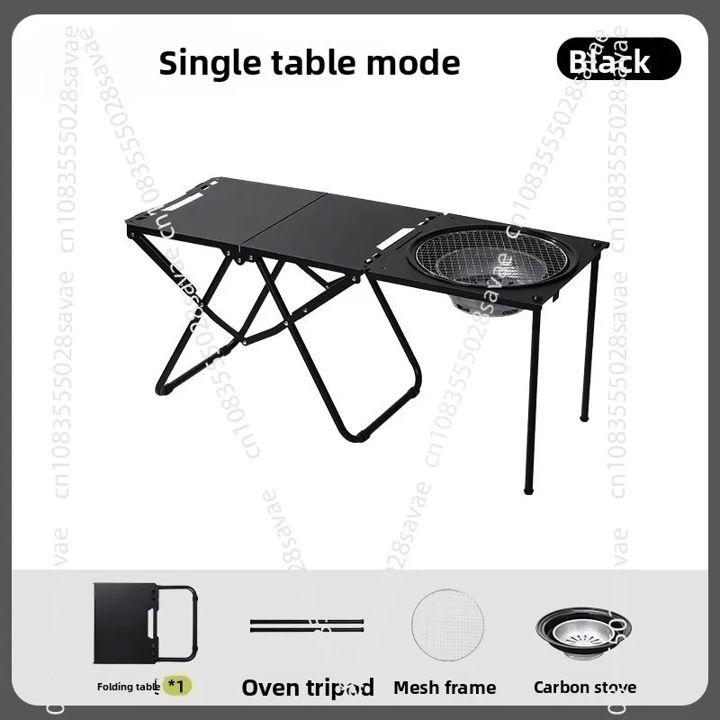 

Outdoor Carbon Steel Table Camping Auxiliary Table Portable Picnic Camping Folding Quick Opening Table