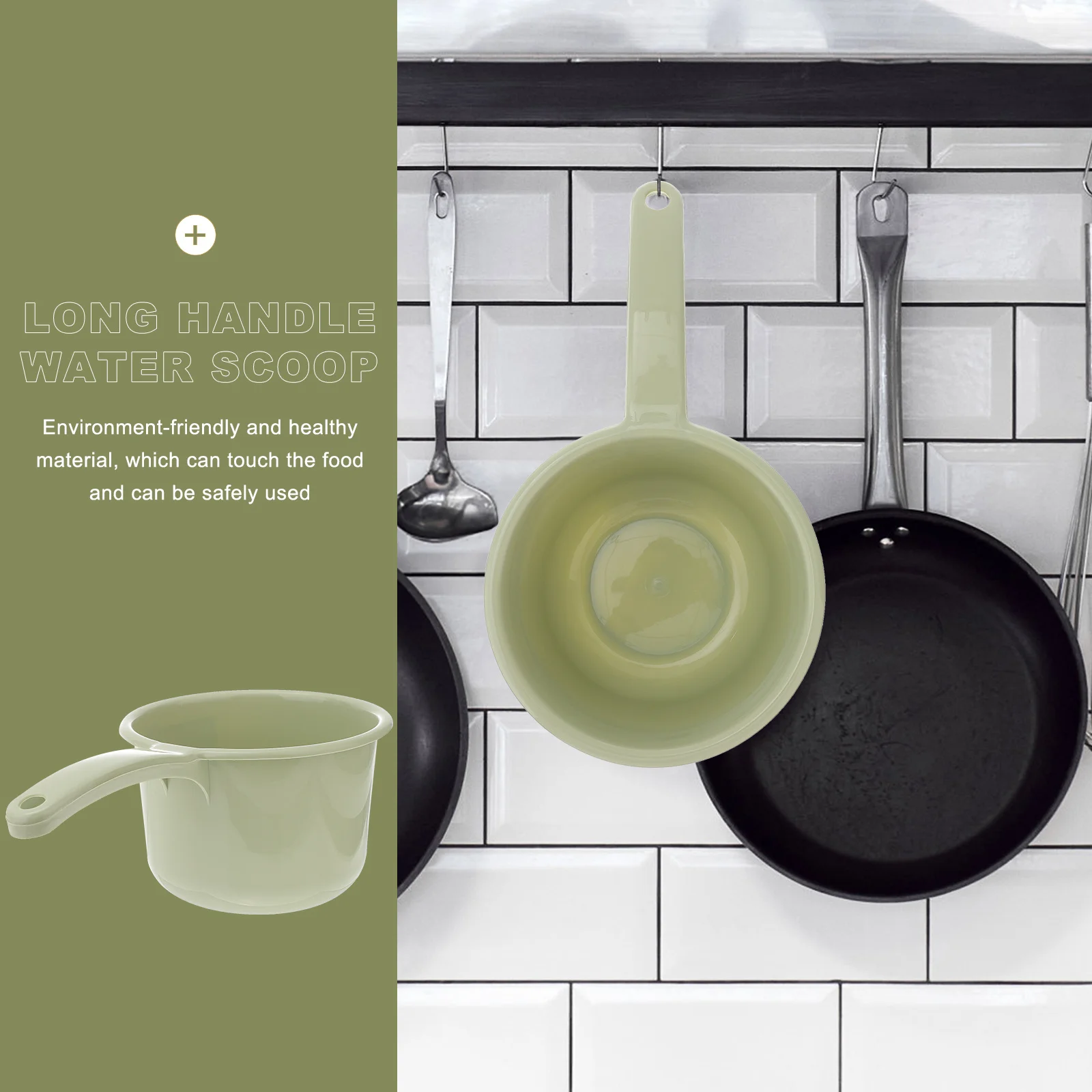 

2pcs Water Ladles Long Handle Kitchen Scoops Household Water Spoons Plastic Gadgets For Kitchen Use Light Green
