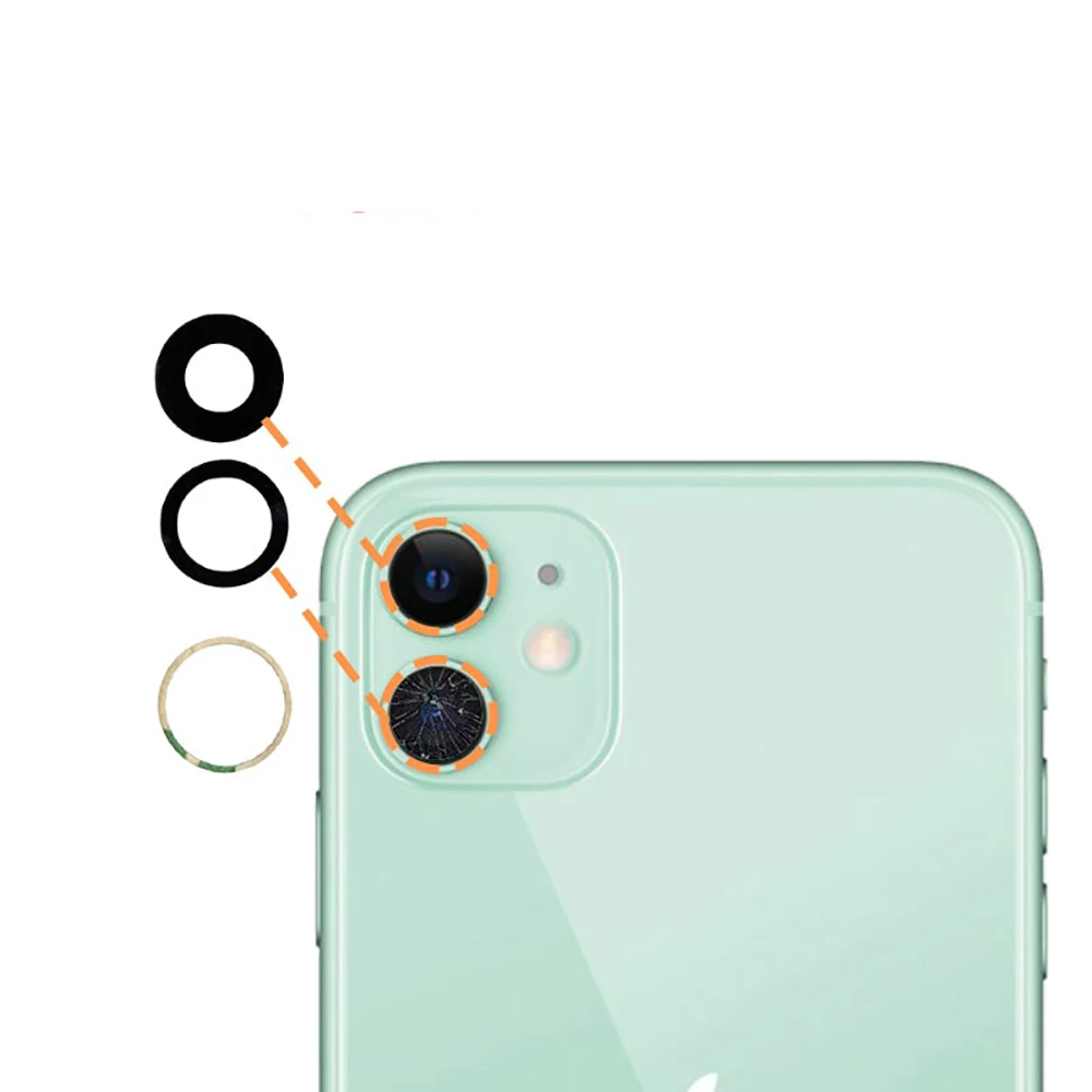 Verre de caméra arrière pour iPhone 11, 12, 13, Mini, Pro Max, couvercle d\'objectif avec autocollant 3 M