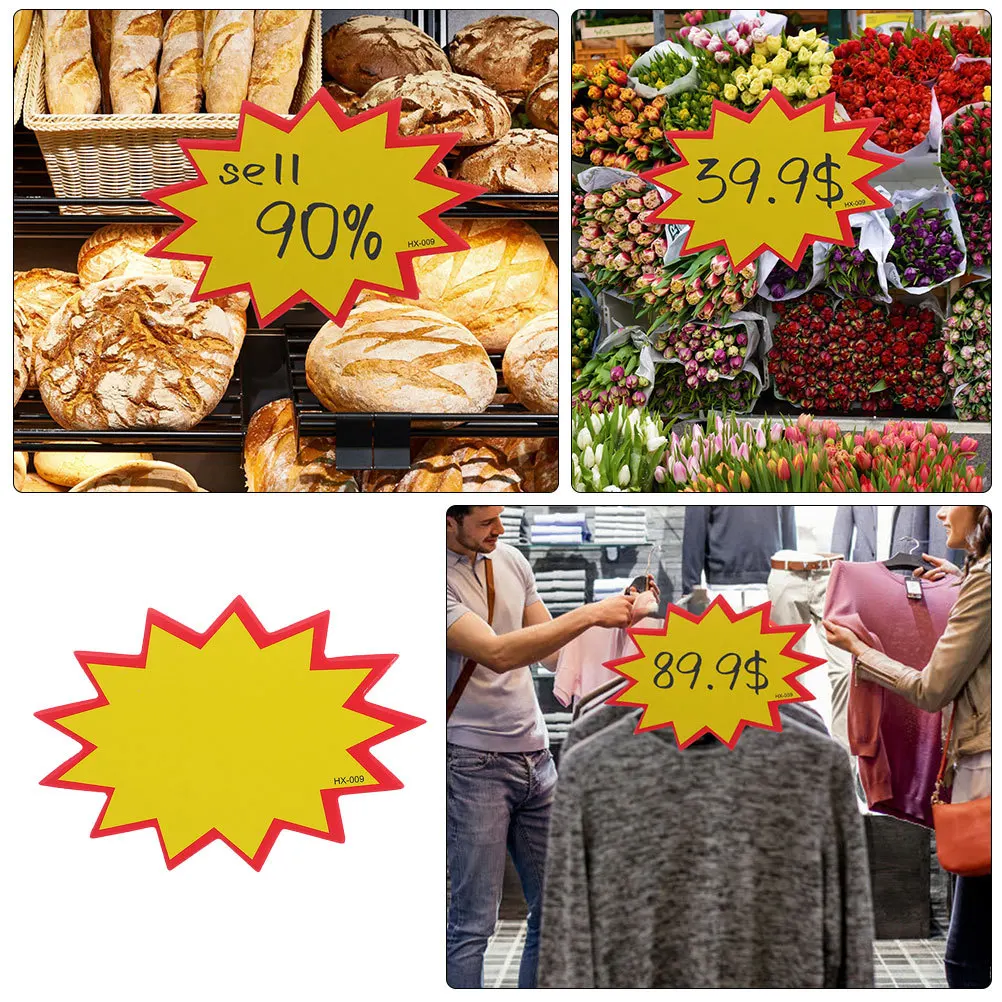 

300Pcs Supermarket Price Tags Eye Catching Bright Design Blank Label for Clothing Fruit Vegetables Retail Shop Display Sign