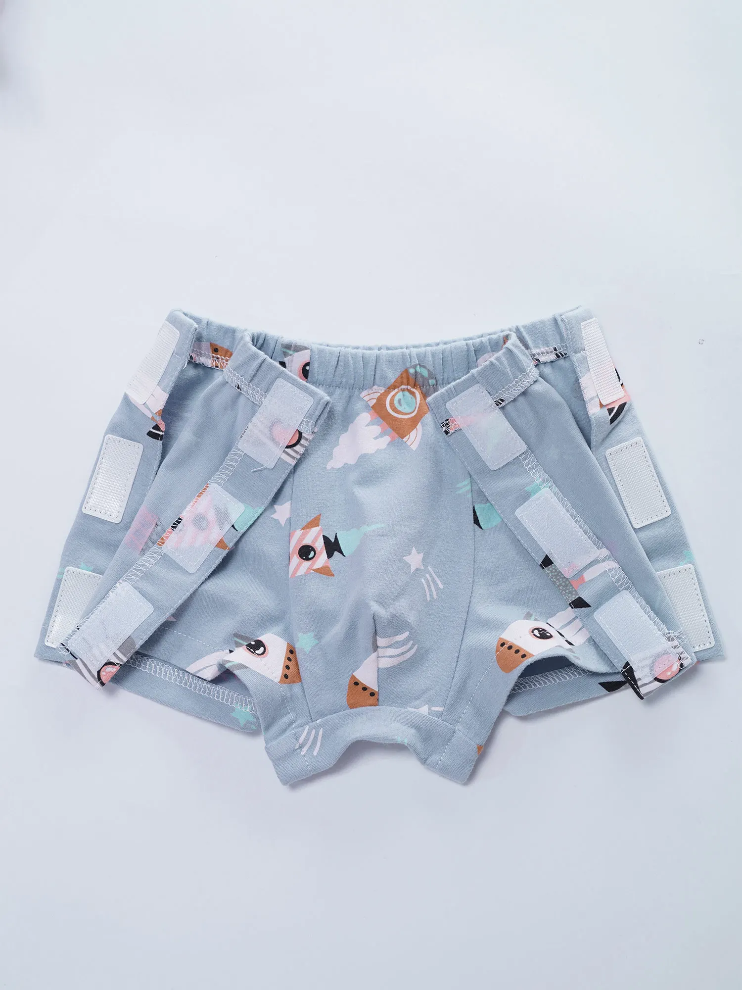 Kids Boys Cute Printed Panties Full-open Hook-and-loop Fastener Elastic Waistband Underpants Postoperative Care Underwear